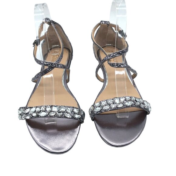 Badgley Mischka Jewel Osome Purple Silver Rhinestone Open-Toe Strappy Sandals 9 - Picture 2 of 7